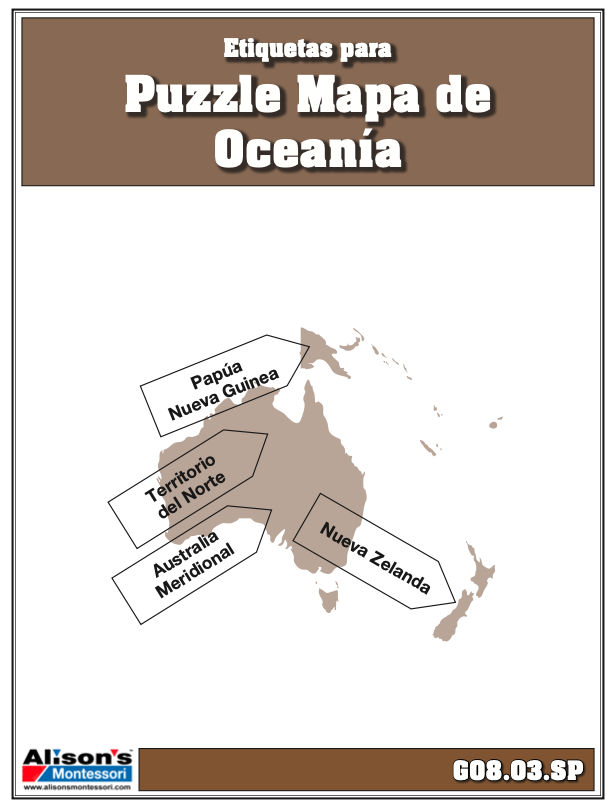 Etiquetas para Puzzle Mapa de Oceania (Spanish)