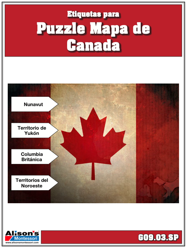 Labels for Puzzle Map of Canada (Spanish)