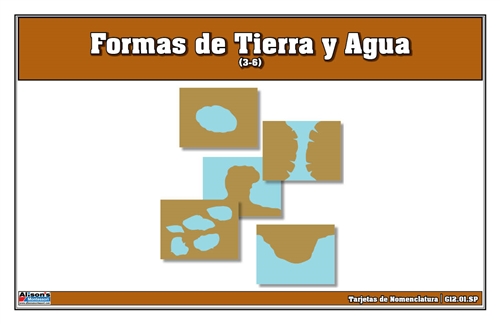 Land and Water Forms Nomenclature Cards 3-6 (Spanish)