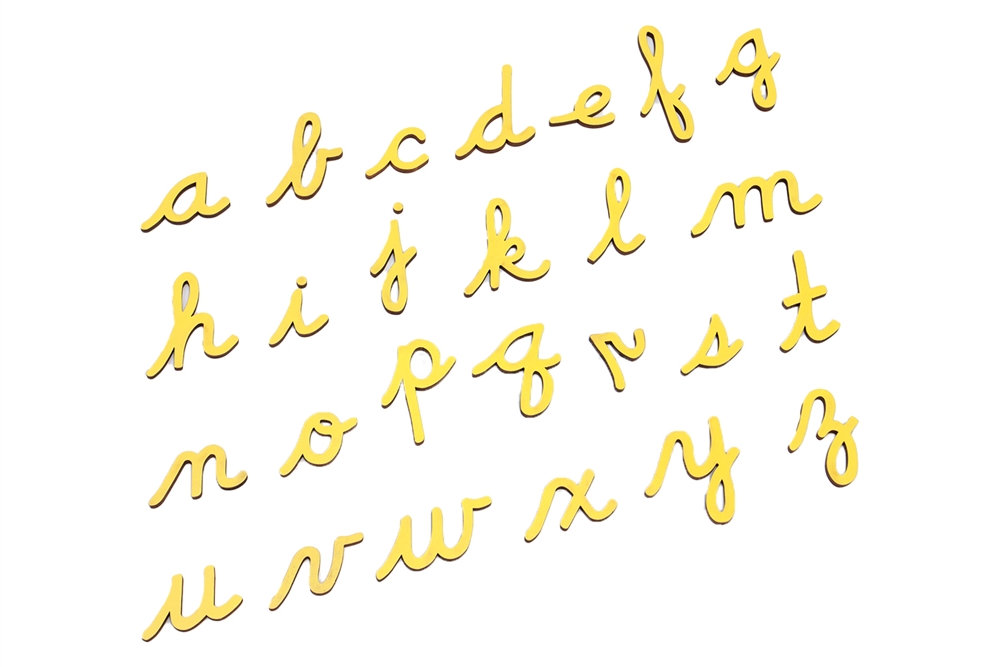 Letters for Small Movable Alphabets: Yellow, Cursive