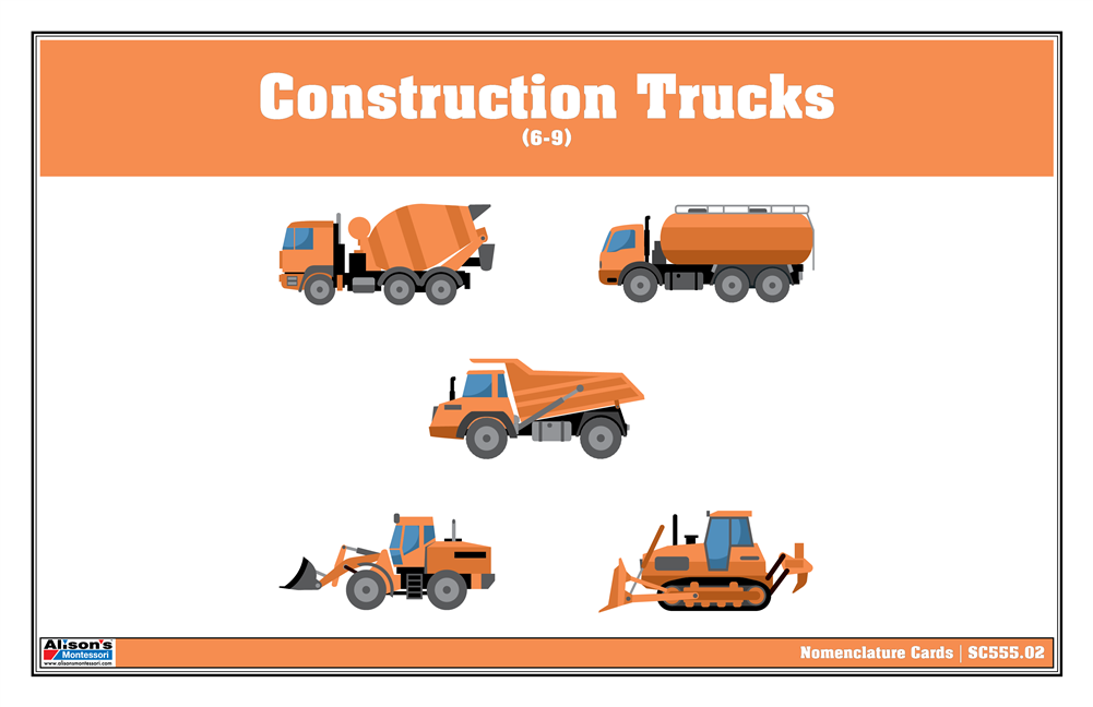 Construction Trucks Nomenclature Cards (6-9) (Printed)