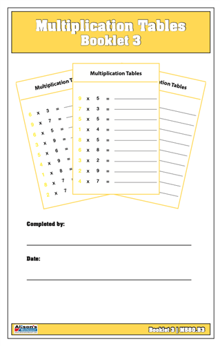 Multiplication Tables Booklet: 3