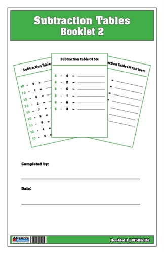 Subtraction Tables Booklet: 2