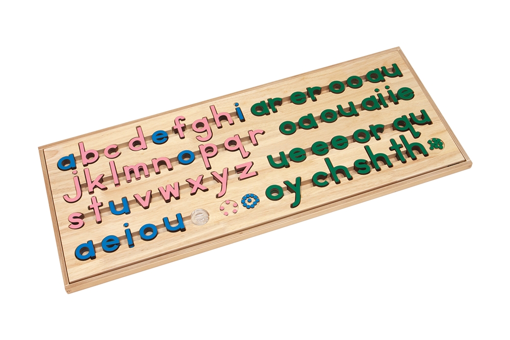 Small Movable Alphabet & Digraphs: Lowercase - Pink, Blue, and Green - Configured Box (Premium Quality)