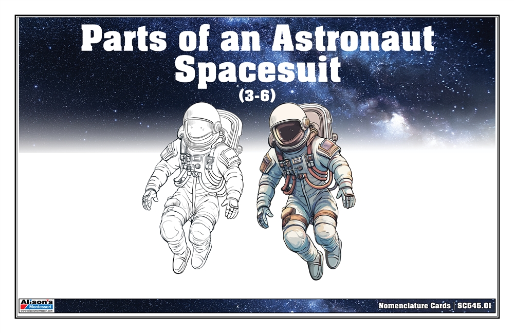 Parts of an Astronaut Spacesuit Nomenclature Cards 3-6 (Printed)