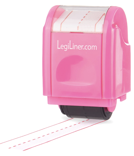 LegiLiner Self-Inking Teacher Stamp-3/4-inch Pink Shaded Handwriting Lines Roller Stamp