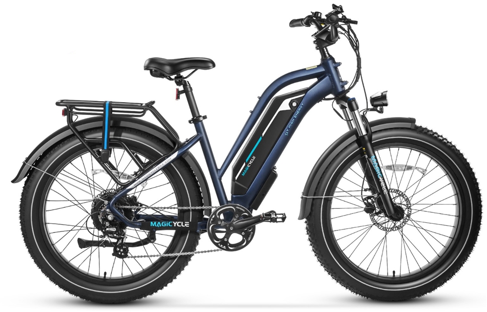 MAGICYCLE 52V 20Ah Cruiser Pro Step-Thru Mountain Electric Bike - Midnight Blue