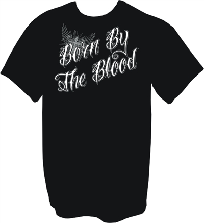 Born By The Blood Winged Cross Christian T-Shirt