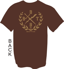 Born By The Blood Crest Christian T-Shirt in Brown