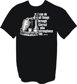 I Can Do All Things Through Christ Warrior Christian T-Shirt in Black