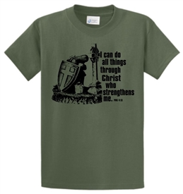 I Can Do All Things Through Christ Warrior Christian T-Shirt Green