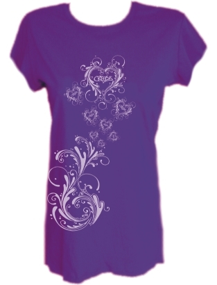 Glitter Hearts & Ornamental Scrolls Scoop Neck T Shirt