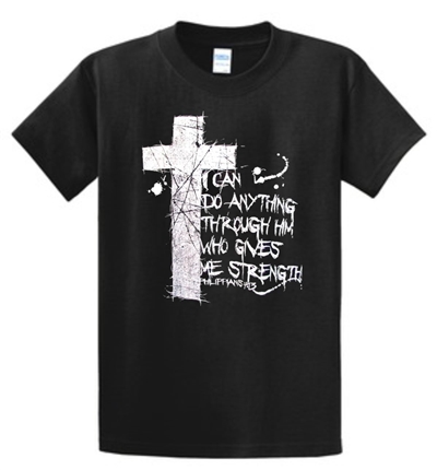 I Can Do Anything Through Him Thorny Cross Christian T-Shirt