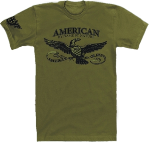 American By Name By Nature T-Shirt in Military Green