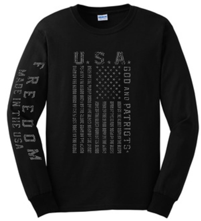 USA Flag God And Patriots Patriotic Long Sleeve T-Shirt Black