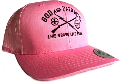 God And Patriots Patriotic Snapback Trucker Cap Pink