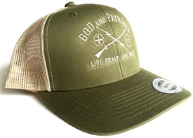 God And Patriots Patriotic Snapback Trucker Cap Olive / Khaki