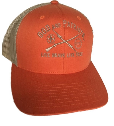 God And Patriots Patriotic Snapback Trucker Cap Orange / Khaki