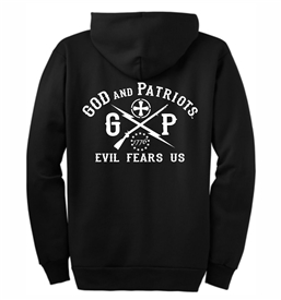 Evil Fears Us God and Patriots Patriotic Zip Hoodie Sweatshirt