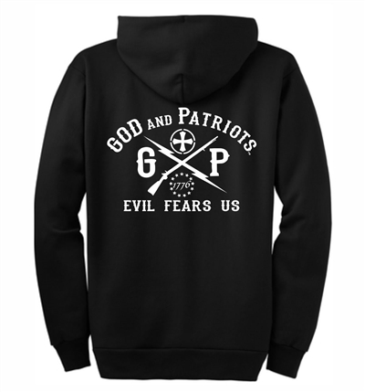 Evil Fears Us God and Patriots Patriotic Zip Hoodie Sweatshirt