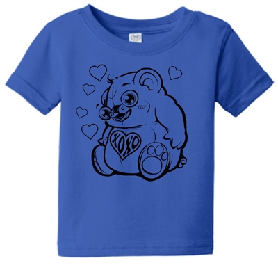 Hugs & Kisses Heart Bear Infant Toddler T-Shirt Blue