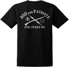 Evil Fears Us God and Patriots Patriotic T-Shirt Black