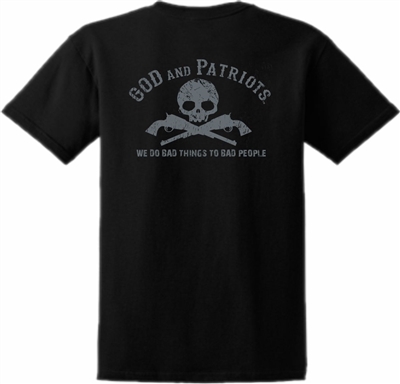 Bad Things To Bad People Skull Guns T-Shirt Black