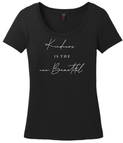 Kindness Is The New Beautiful Scoop Neck T-Shirt in Black