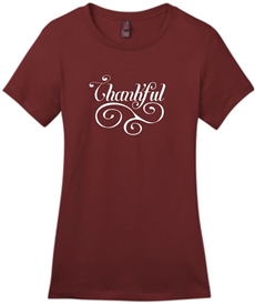 Thankful Women's Christian T-Shirt in Sangria