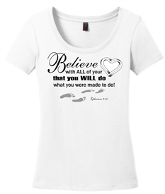 Believe With All Your Heart Scoop Neck Tee White