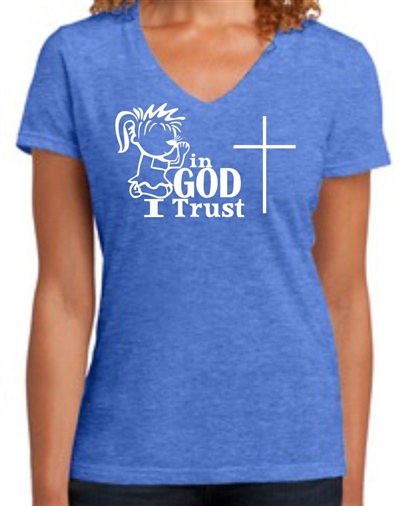 In God I Trust Like A Child Christian V-Neck Tee Shirt