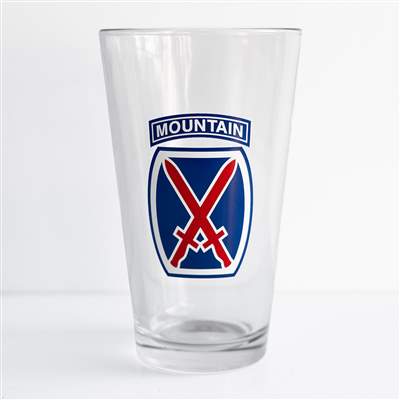 10th Mtn Div Pint Beer Glass with 10th Mountain Logo