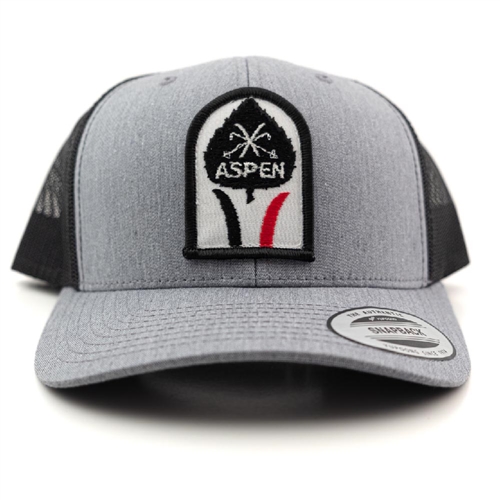 Aspen Colorado Grey & Black Snap Back  Ball Cap with Vintage Patch, One Size Fits All