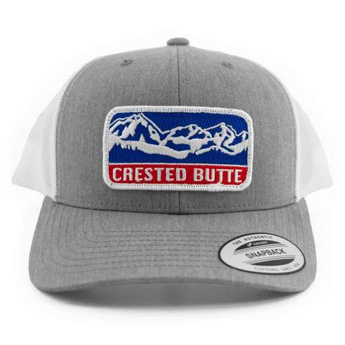 Crested Butte, CO Grey & White Snapback Ball Cap with Patch