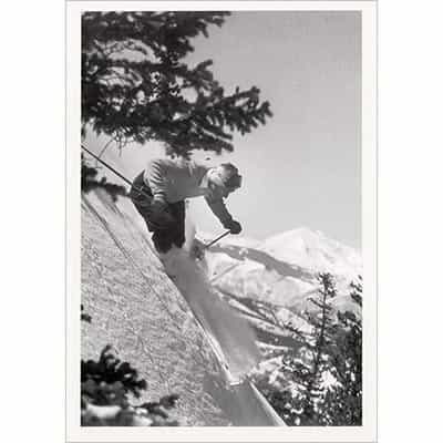 Dick Durrance Skiing Aspen, Mt. Sopris in Background Greeting Card
