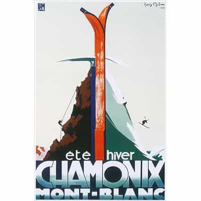 Chamonix Ice Axe and Skis Postcard