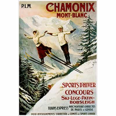 Chamonix 2 Ski Jumpers Postcard