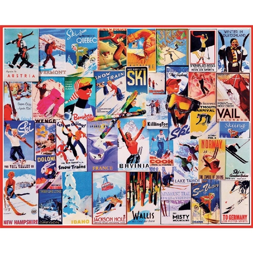 Jigsaw Puzzle of Vintage Ski Posters, 1000 Pieces