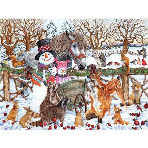 Jigsaw Puzzle Snowman and Friends, 300 Pieces