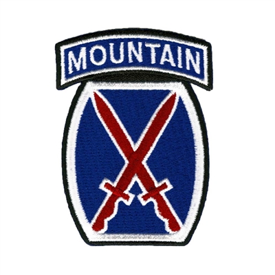 10th Mountain Division Logo Patch Size: 1 3/4 x 2 1/2 inches