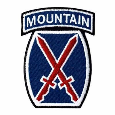 10th Mountain Division Logo Patch Size: 2 1/4 x 3 1/4 inches