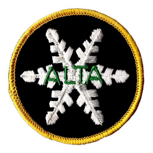 Alta UT Vintage 1970s Embroidered White Snowflake Ski Patch, 2 1/2 inches across