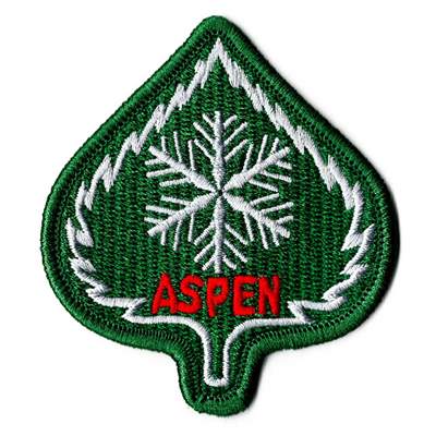 Aspen Leaf Embroidered Ski Patch, 2 1/2 x 2 3/4 inches