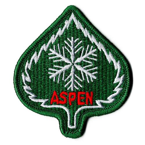 Aspen Leaf Embroidered Ski Patch, 2 1/2 x 2 3/4 inches