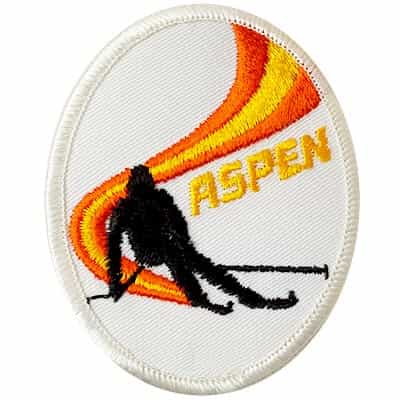 Aspen Skier Downhill White Vintage Ski Patch