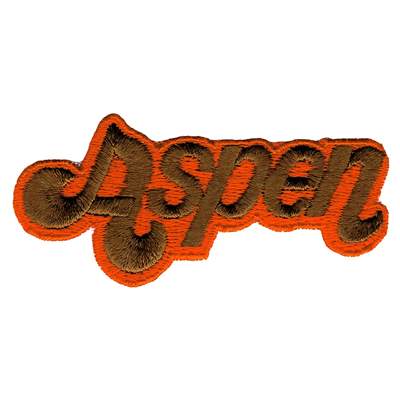 Aspen  1970s Embroidered Ski Patch - Brown on Orange