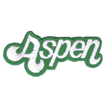 Aspen 1970s Embroidered Ski Patch White on Green
