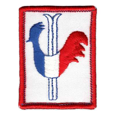 French Gallic Rooster Vintage 1970s Ski Patch, 2 x 2 3/4 inches