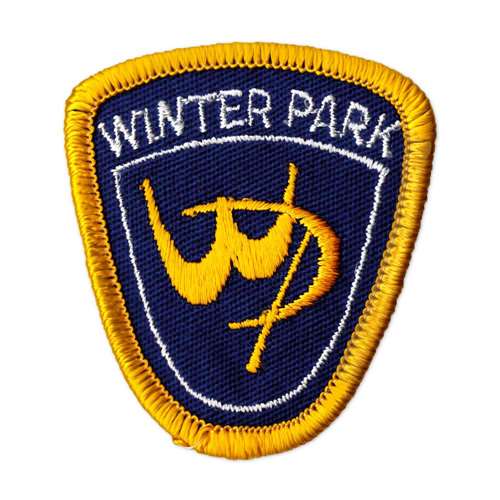 Winter Park CO Gold Logo 1970s Embroidered Ski Patch, Size - 2 1/4 x 2 inches