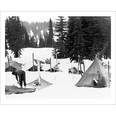 Vintage photo of the 10th Mountain Division Campsite (Black & White or Sepia, 2 Sizes: 8 x 10 and 11 x 14 inches)